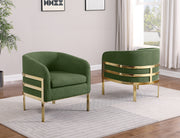 AC284 Modern Teddy Fabric Barrel Accent Chair with Architectural Wrap-Around Gold Frame