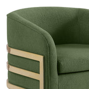 AC284 Modern Teddy Fabric Barrel Accent Chair with Architectural Wrap-Around Gold Frame