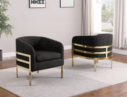 AC284 Modern Teddy Fabric Barrel Accent Chair with Architectural Wrap-Around Gold Frame