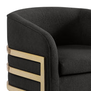 AC284 Modern Teddy Fabric Barrel Accent Chair with Architectural Wrap-Around Gold Frame