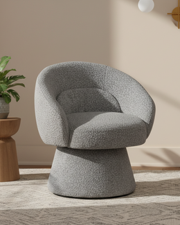 Swivel Barrel Accent Chair with Teddy Boucle Upholstery (AC300-2) by Quality Living Furniture