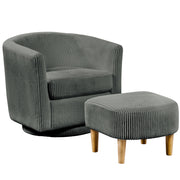 AC92-4: Velvet Swivel Chair with Ottoman