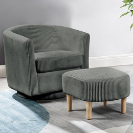 AC92-4: Velvet Swivel Chair with Ottoman