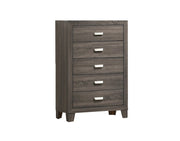 ANA Anastasia Bedroom Collection - Modern Rustic 5-Drawer Chest, Matching Wood Dresser with Weathered Gray Finish & Silver Hardware