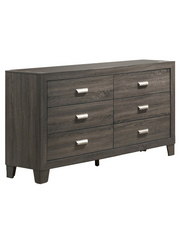Anastasia 6-Drawer Horizontal Dresser and Mirror - Modern Wood-Grain Finish
