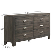 ANA Anastasia Bedroom Collection - Modern Rustic 6-Drawer Dresser and Mirror Set, Wide Wood Bedroom Vanity with Weathered Gray Finish