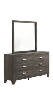 ANA Anastasia Bedroom Collection - Modern Rustic 6-Drawer Dresser and Mirror Set, Wide Wood Bedroom Vanity with Weathered Gray Finish
