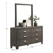ANA Anastasia Bedroom Collection - Modern Rustic 6-Drawer Dresser and Mirror Set, Wide Wood Bedroom Vanity with Weathered Gray Finish