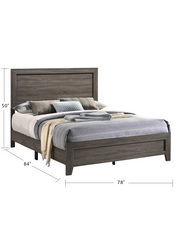 Anastasia Panel Bed - Modern Wood-Grain Finish