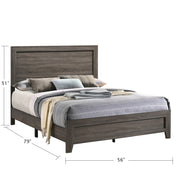 ANA Anastasia Bedroom Collection - Modern Rustic Full Size Bed, Wood Panel Bed Frame with Weathered Gray Finish
