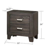 ANA Anastasia Bedroom Collection - Modern Rustic 2-Drawer Nightstand, Wood Bedside Table with Weathered Gray Finish & Silver Hardware