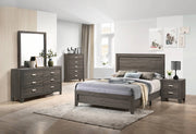 ANA Anastasia Bedroom Collection - Modern Rustic Full Size Bed, Wood Panel Bed Frame with Weathered Gray Finish