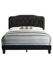 Modern Upholstered Full Panel Bed Frame with Button Tufting and Nailhead Trim (B87,B88,B102) by Quality Living Furniture