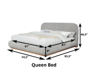 Chunky Bouclé Upholstered Platform Bed Frame