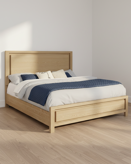 Natural Light Oak Wood Panel Bed (EK & QB) B730 by Quality Living Furniture