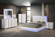 B750 Modern High-Gloss White Bedroom Collection with Integrated LED Lighting