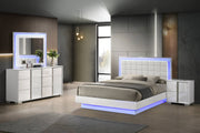 B750 Modern High-Gloss White Bedroom Collection with Integrated LED Lighting