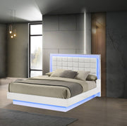 B750 Modern High-Gloss White Bedroom Collection with Integrated LED Lighting