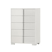 Modern Glossy White 5 Drawer Vertical Dresser Chest (B750) by Quality Living Furniture