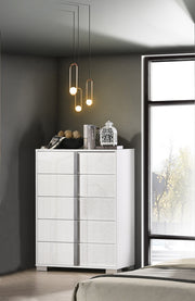 B750 Modern High-Gloss White Bedroom Collection with Integrated LED Lighting