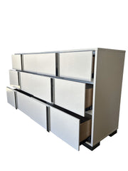 Modern Glossy White 6 Drawer Double Dresser with LED Mirror (B750) by Quality Living Furniture
