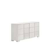Modern Glossy White 6 Drawer Double Dresser with LED Mirror (B750) by Quality Living Furniture
