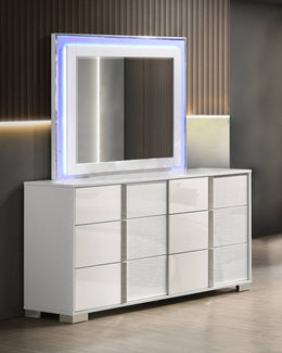 B750 Modern High-Gloss White Bedroom Collection with Integrated LED Lighting by Quality Living Furniture