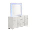 Modern Glossy White 6 Drawer Double Dresser with LED Mirror (B750) by Quality Living Furniture