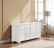 B750 Modern High-Gloss White Bedroom Collection with Integrated LED Lighting