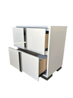 Modern Glossy White 2 Drawer Nightstand with Metal Accents (B750) by Quality Living Furniture