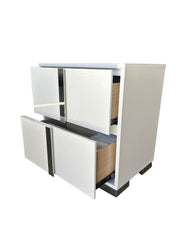 Modern Glossy White 2 Drawer Nightstand with Metal Accents (B750) by Quality Living Furniture
