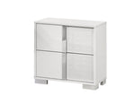 Modern Glossy White 2 Drawer Nightstand with Metal Accents (B750) by Quality Living Furniture