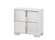 Modern Glossy White 2 Drawer Nightstand with Metal Accents (B750) by Quality Living Furniture