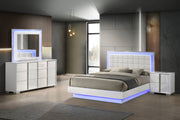 B750 Modern High-Gloss White Bedroom Collection with Integrated LED Lighting