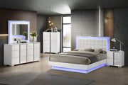 B750 Modern High-Gloss White Bedroom Collection with Integrated LED Lighting
