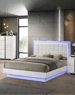 Modern Glossy White Platform Bed with LED Lighting (B750) by Quality Living Furniture