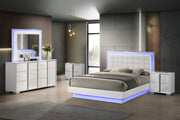 B750 Modern High-Gloss White Bedroom Collection with Integrated LED Lighting