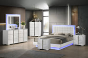 B750 Modern High-Gloss White Bedroom Collection with Integrated LED Lighting