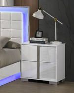 Modern Glossy White 2 Drawer Nightstand with Metal Accents (B750) by Quality Living Furniture
