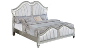 B760 Glam Metallic Silver Bedroom Collection with LED Lighting & Glitter Trim