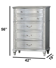 B760 Glam Metallic Silver Bedroom Collection with LED Lighting & Glitter Trim