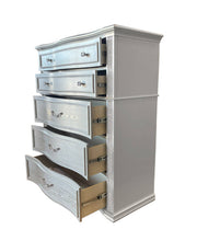 B760 Glam Metallic Silver Bedroom Collection with LED Lighting & Glitter Trim