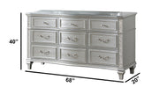 B760 Glam Metallic Silver Bedroom Collection with LED Lighting & Glitter Trim