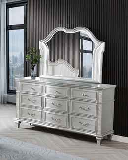 B760 Glam Metallic Silver Bedroom Collection with LED Lighting & Glitter Trim by Quality Living Furniture