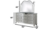 B760 Glam Metallic Silver Bedroom Collection with LED Lighting & Glitter Trim