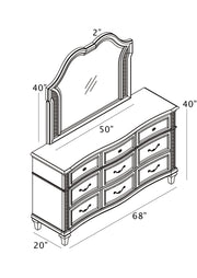 Glam Silver Embossed Oak Veneer Chest & Dresser with LED Mirror (B760) by Quality Living Furniture