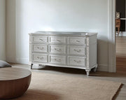 B760 Glam Metallic Silver Bedroom Collection with LED Lighting & Glitter Trim