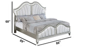 B760 Glam Metallic Silver Bedroom Collection with LED Lighting & Glitter Trim