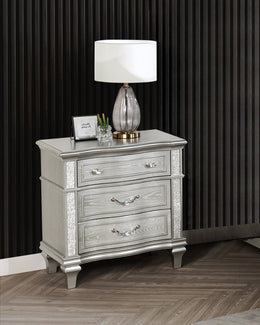 B760 Glam Metallic Silver Bedroom Collection with LED Lighting & Glitter Trim by Quality Living Furniture
