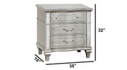 B760 Glam Metallic Silver Bedroom Collection with LED Lighting & Glitter Trim
